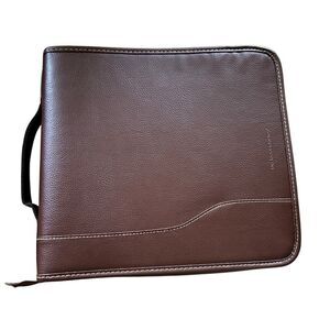 VTG No Boundaries Brown Leather CD Case Holder Wallet Zipper Binder 104 Capacity